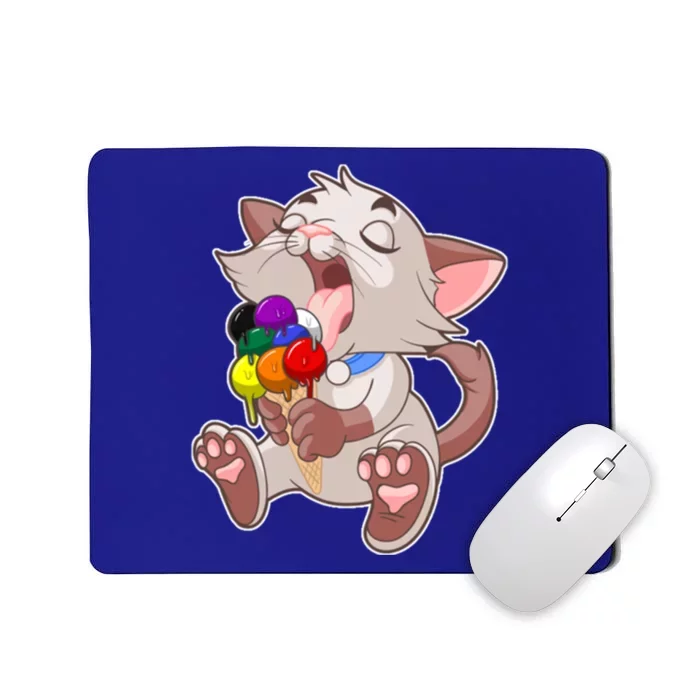 Straight Ally Lgbtq Ice Cream Cat Licking Cone Pocket Gay Cool Gift Mousepad