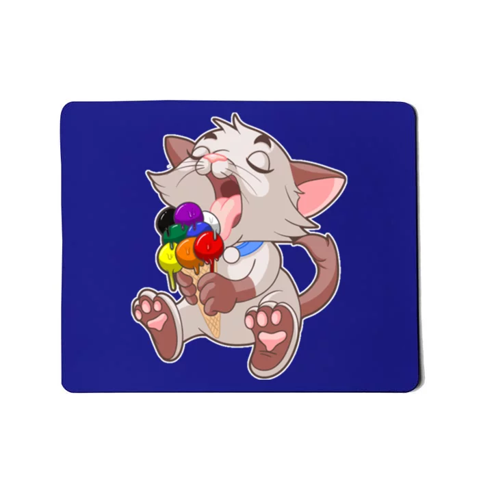 Straight Ally Lgbtq Ice Cream Cat Licking Cone Pocket Gay Cool Gift Mousepad