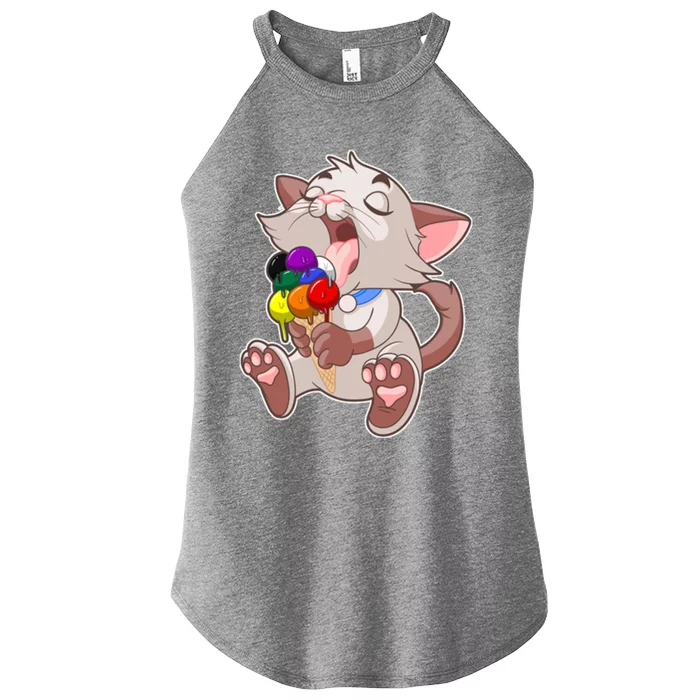 Straight Ally Lgbtq Ice Cream Cat Licking Cone Pocket Gay Cool Gift Women’s Perfect Tri Rocker Tank