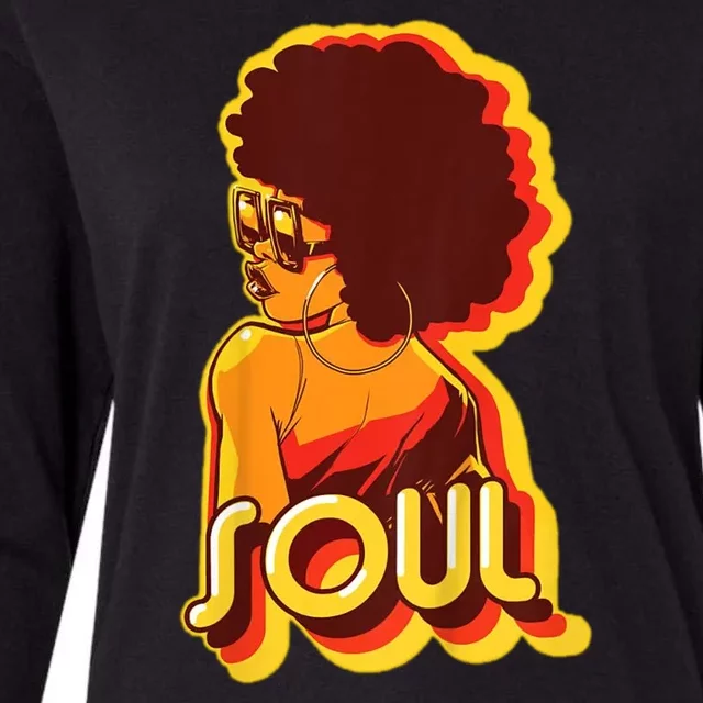 Soul Afro Lady Retro 80s Music Womens Cotton Relaxed Long Sleeve T-Shirt