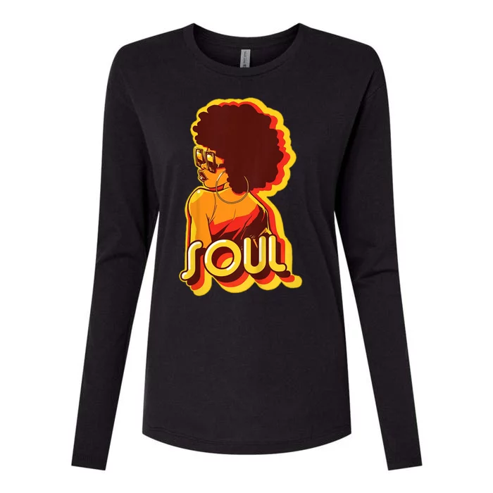 Soul Afro Lady Retro 80s Music Womens Cotton Relaxed Long Sleeve T-Shirt