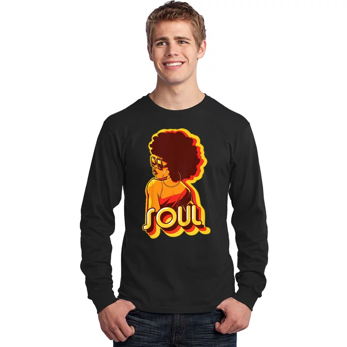 Soul Afro Lady Retro 80s Music Long Sleeve Shirt