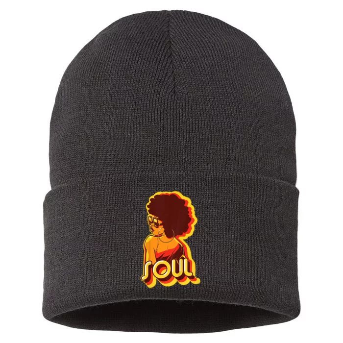 Soul Afro Lady Retro 80s Music Sustainable Knit Beanie