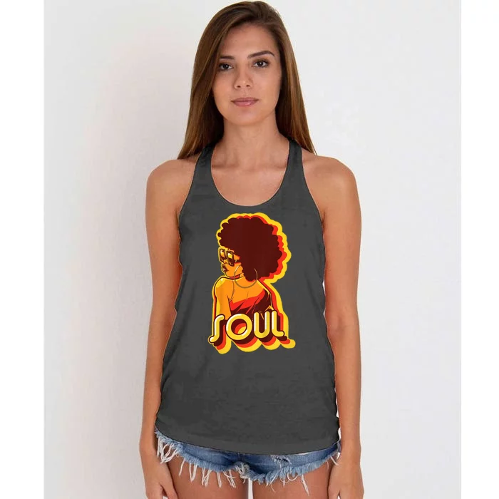 Soul Afro Lady Retro 80s Music Women's Knotted Racerback Tank