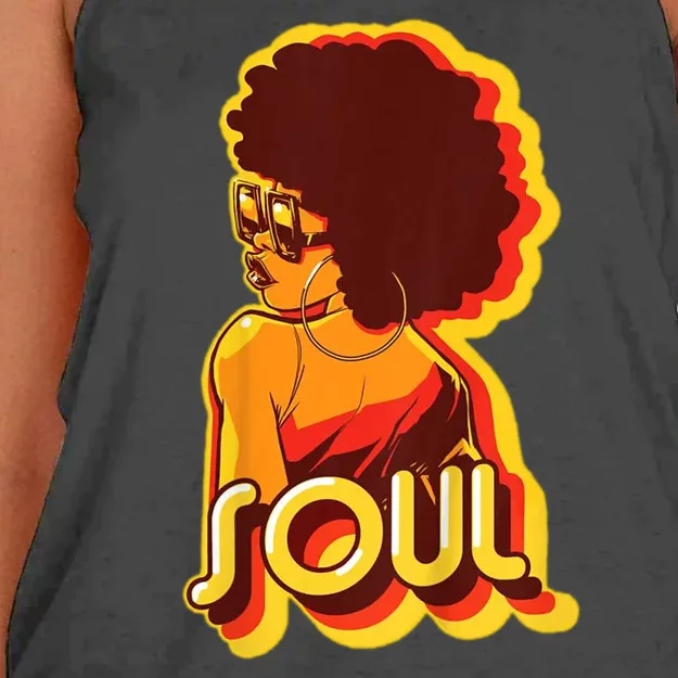 Soul Afro Lady Retro 80s Music Women's Knotted Racerback Tank