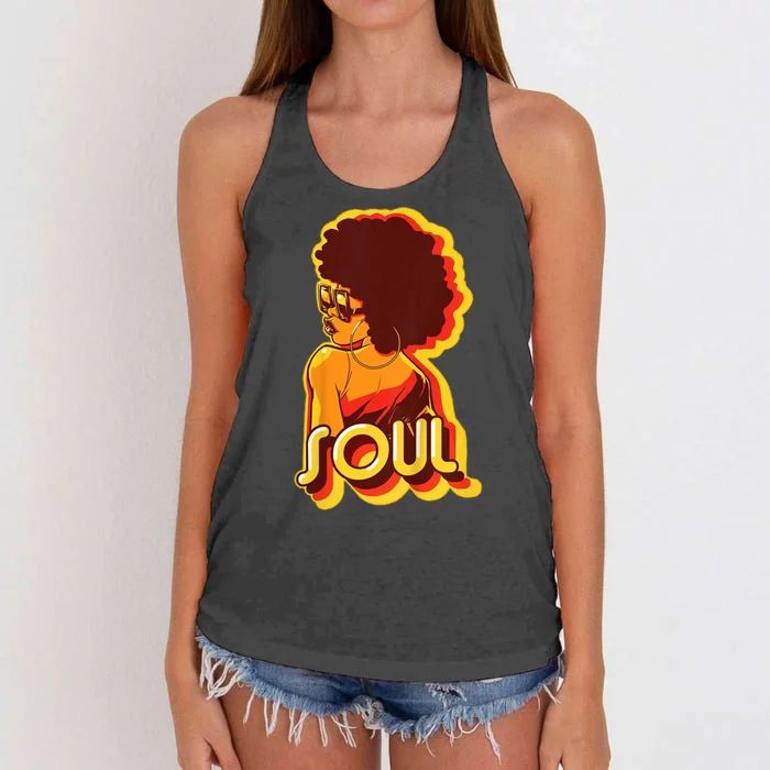 Soul Afro Lady Retro 80s Music Women's Knotted Racerback Tank