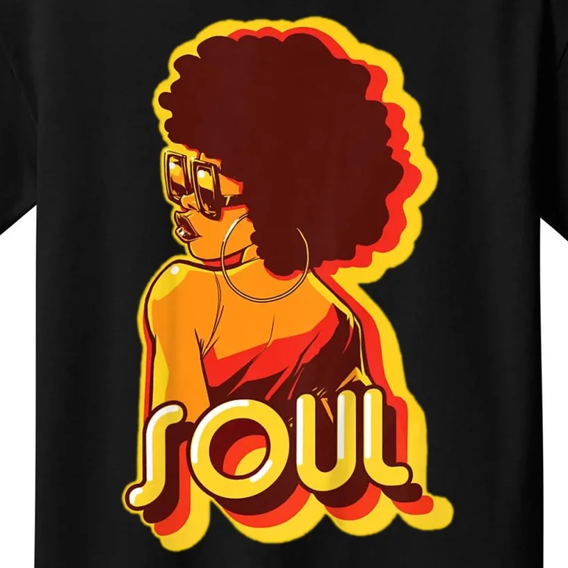 Soul Afro Lady Retro 80s Music Kids T-Shirt