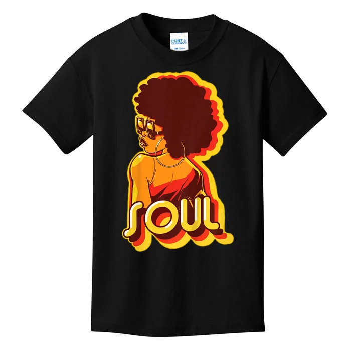 Soul Afro Lady Retro 80s Music Kids T-Shirt