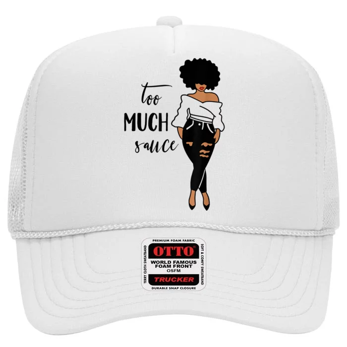 Sauce Afro Lady Jeans Heels Thick High Crown Mesh Trucker Hat