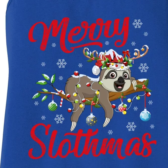 Sloth Animal Lover Xmas Gift Merry Slothmas Sloth Christmas Gift Women's Racerback Tank