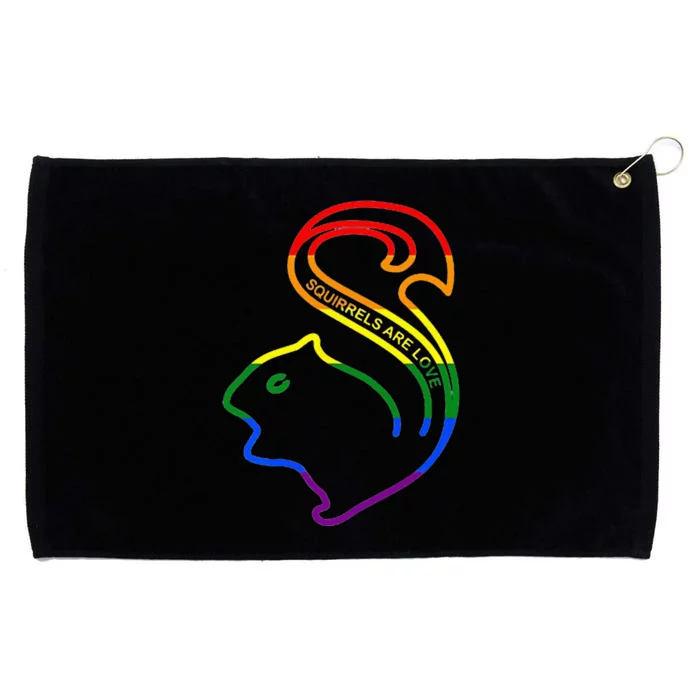 Squirrels Are Love LGBT Rainbow Pride Grommeted Golf Towel