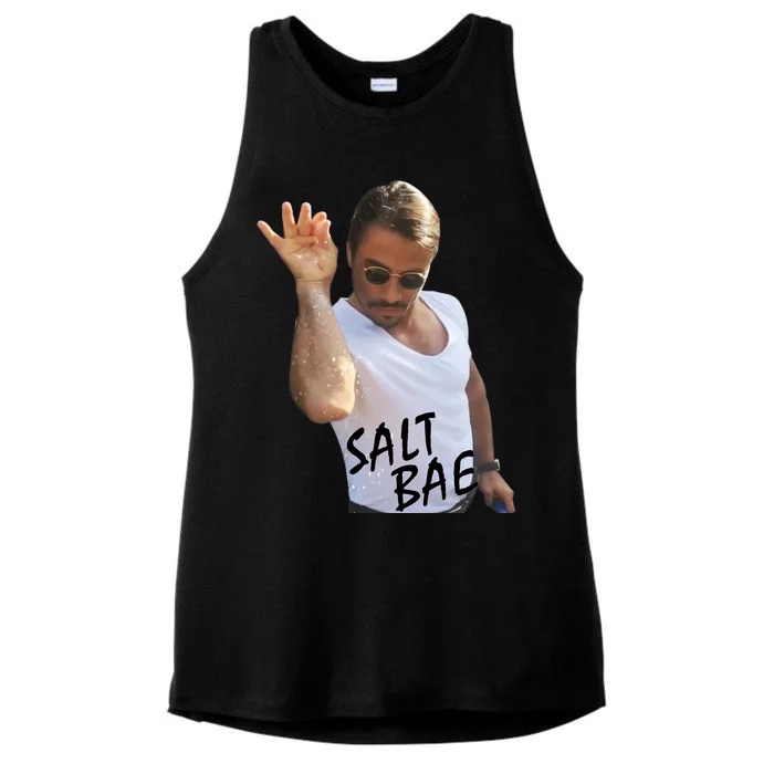 Salt Bae Funny Photo Meme Ladies Tri-Blend Wicking Tank