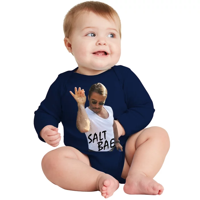 Salt Bae Funny Photo Meme Baby Long Sleeve Bodysuit