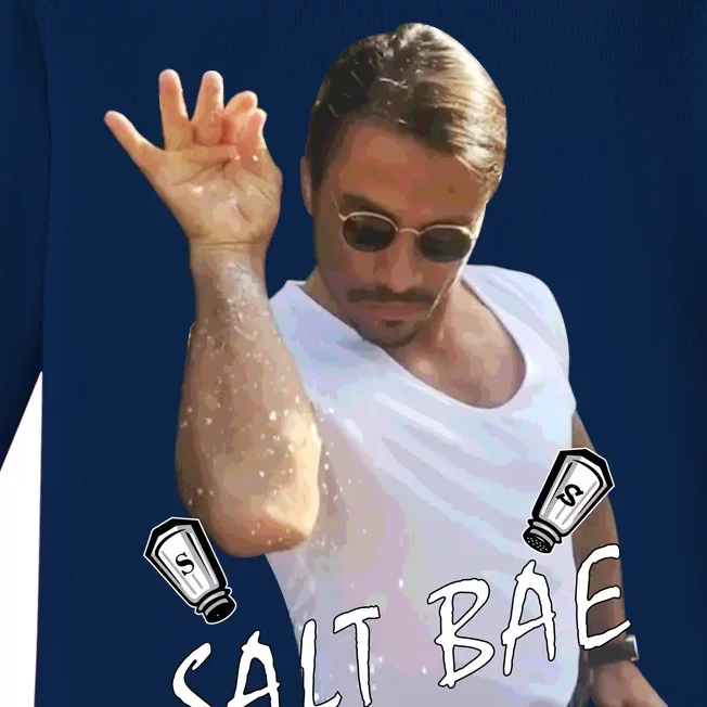 Salt Bae Meme Funny Salt Shaker Baby Long Sleeve Bodysuit