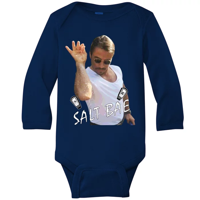 Salt Bae Meme Funny Salt Shaker Baby Long Sleeve Bodysuit