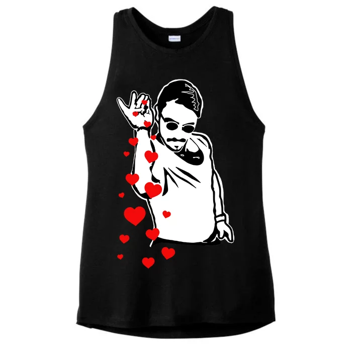 Salt Bae Valentines Day Ladies Tri-Blend Wicking Tank