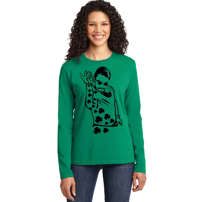 Salt Bay Guy Irish Clovers Funny Meme St. Patrick's Day Ladies Long Sleeve Shirt