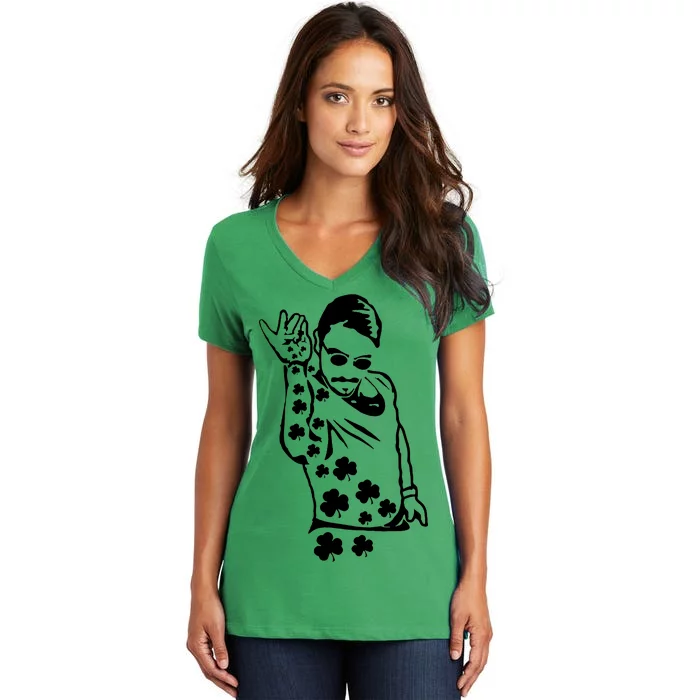 Salt Bay Guy Irish Clovers Funny Meme St. Patrick's Day Women's V-Neck T-Shirt