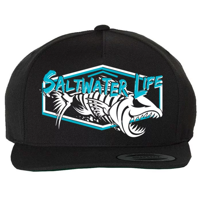 Saltwater Life Fish Skeleton Logo Wool Snapback Cap