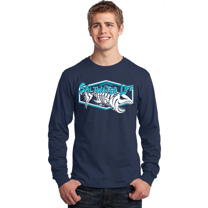 Saltwater Life Fish Skeleton Logo Tall Long Sleeve T-Shirt