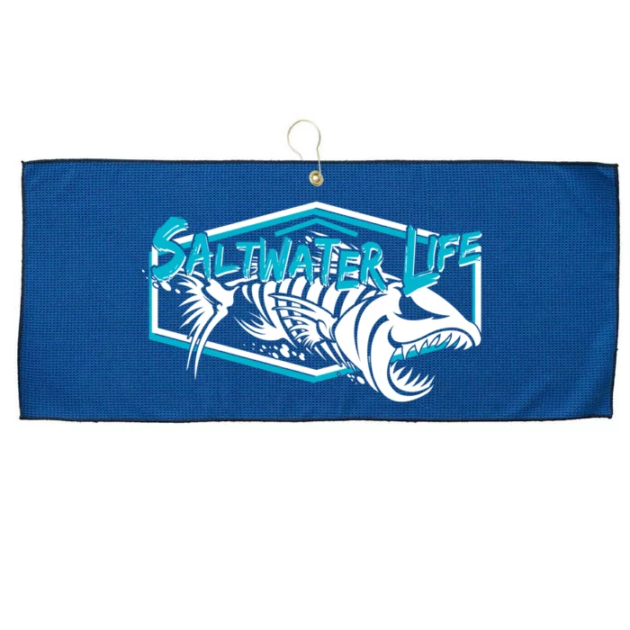 Saltwater Life Fish Skeleton Logo Large Microfiber Waffle Golf Towel