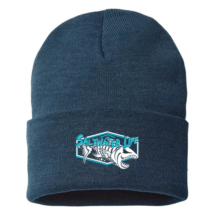 Saltwater Life Fish Skeleton Logo Sustainable Knit Beanie