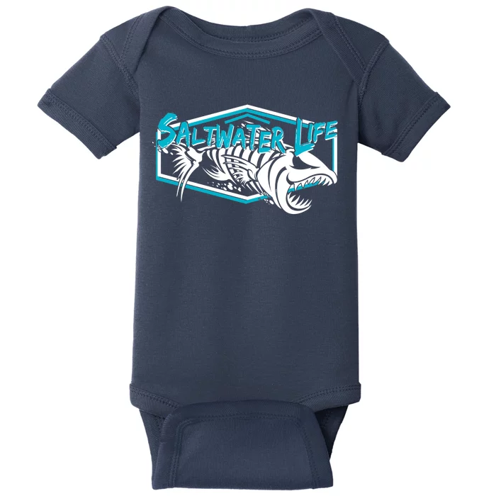 Saltwater Life Fish Skeleton Logo Baby Bodysuit