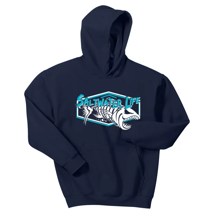 Saltwater Life Fish Skeleton Logo Kids Hoodie