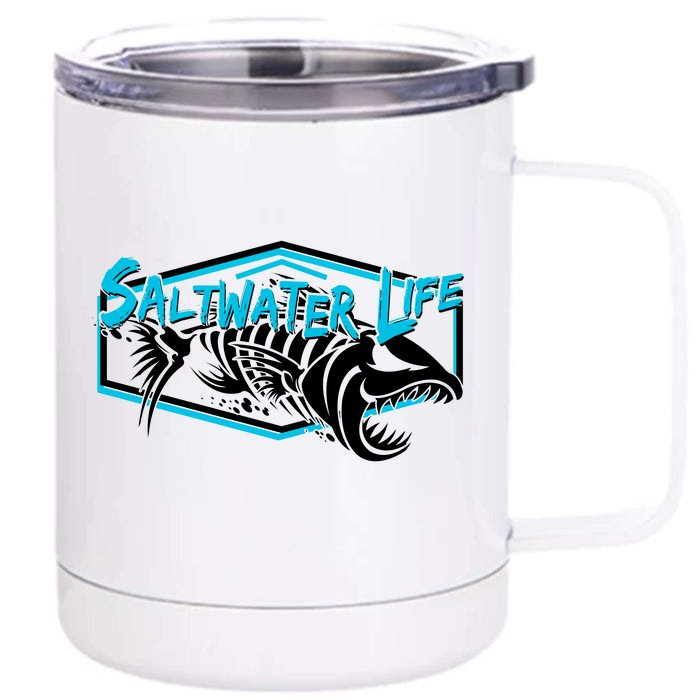 Saltwater Life Fish Skeleton Logo Front & Back 12oz Stainless Steel Tumbler Cup