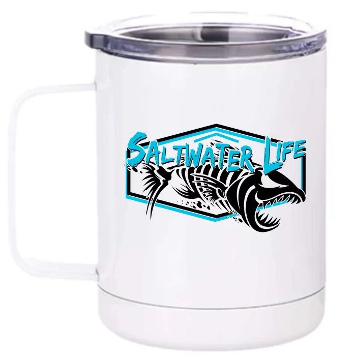 Saltwater Life Fish Skeleton Logo Front & Back 12oz Stainless Steel Tumbler Cup