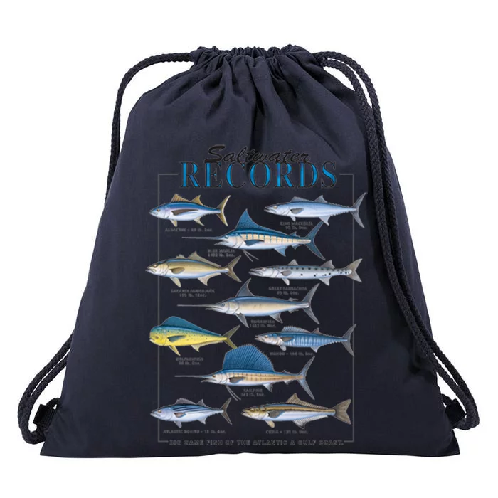 Saltwater Records Fish Of The Atlantic & Gulf Coast sailfish Drawstring Bag