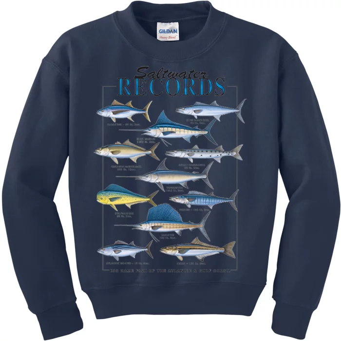 Saltwater Records Fish Of The Atlantic & Gulf Coast sailfish Kids Sweatshirt