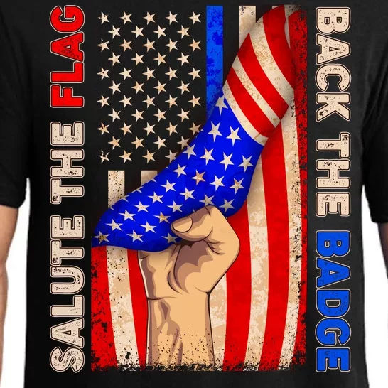 Salute The Flag Back The Badge American Thin Blue Line Pajama Set