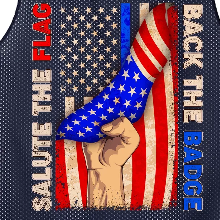 Salute The Flag Back The Badge American Thin Blue Line Mesh Reversible Basketball Jersey Tank