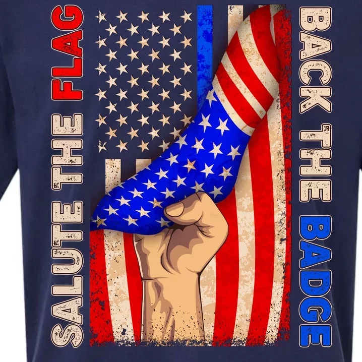 Salute The Flag Back The Badge American Thin Blue Line Sueded Cloud Jersey T-Shirt