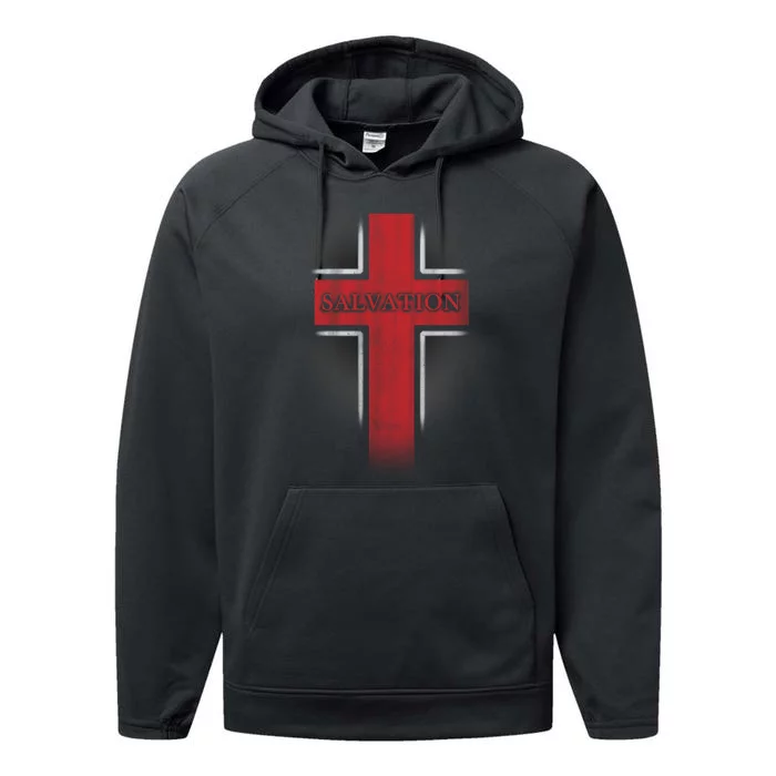 Salvation Christian Cross Performance Fleece Hoodie