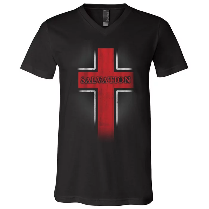 Salvation Christian Cross V-Neck T-Shirt