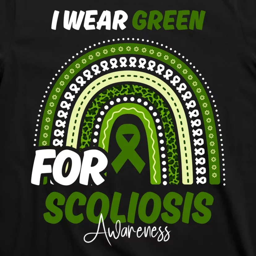 Scoliosis Awareness Month Green Ribbon Rainbow T-Shirt