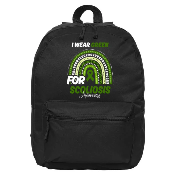 Scoliosis Awareness Month Green Ribbon Rainbow 16 in Basic Backpack