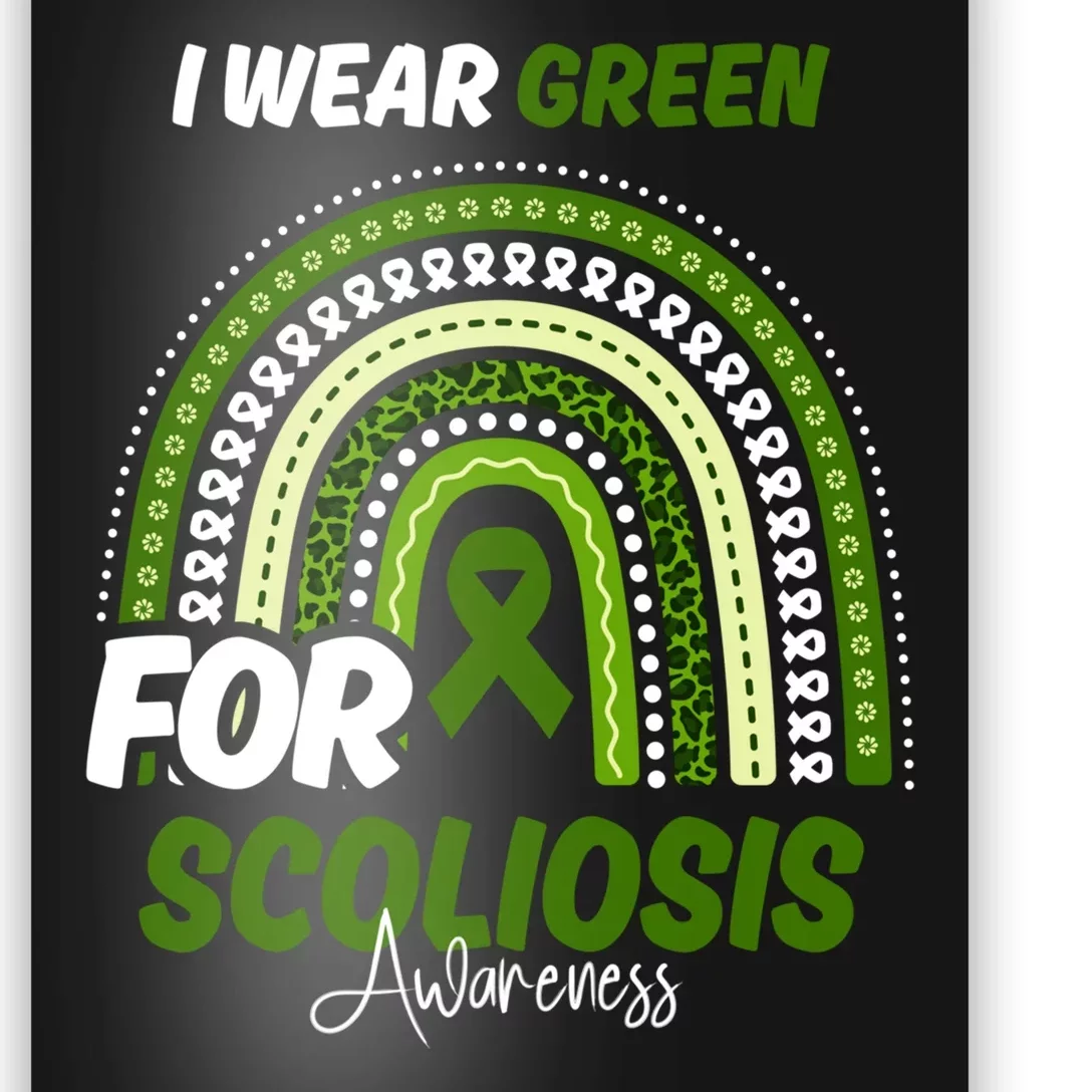 Scoliosis Awareness Month Green Ribbon Rainbow Poster