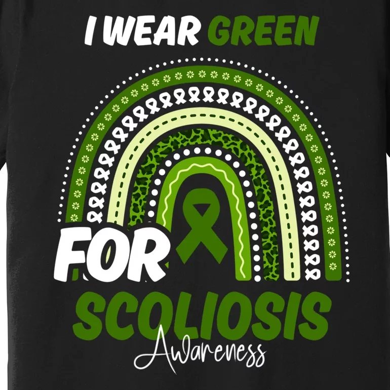 Scoliosis Awareness Month Green Ribbon Rainbow Premium T-Shirt