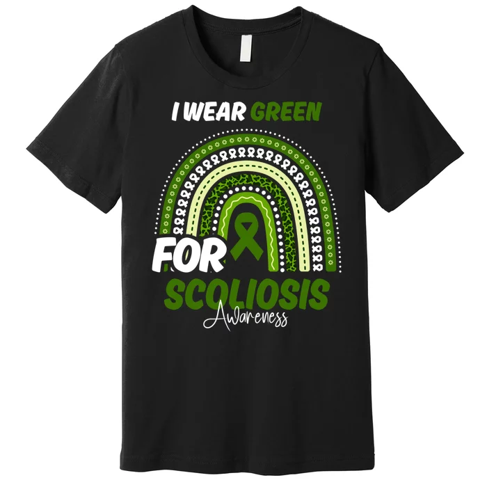 Scoliosis Awareness Month Green Ribbon Rainbow Premium T-Shirt