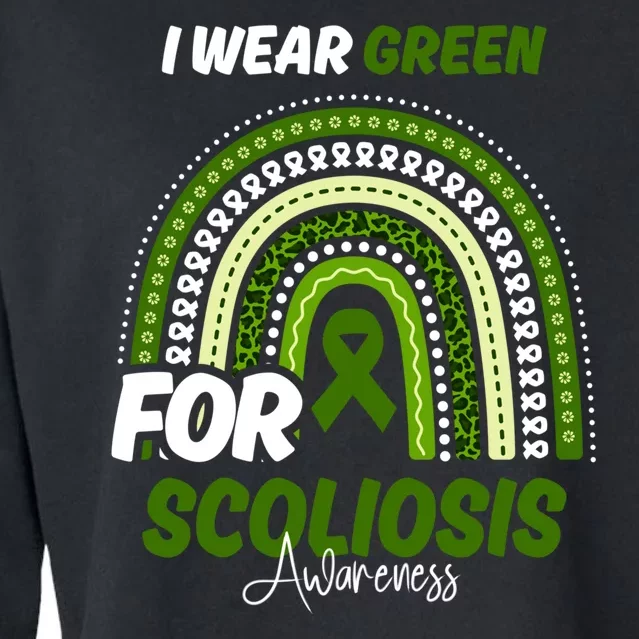 Scoliosis Awareness Month Green Ribbon Rainbow Cropped Pullover Crew