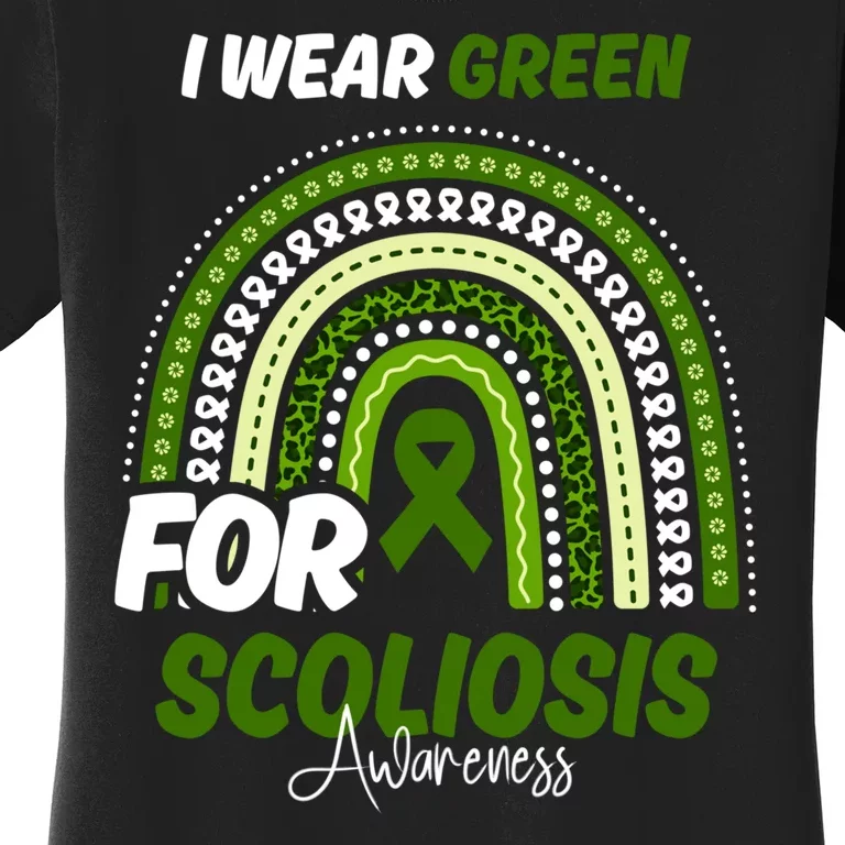 Scoliosis Awareness Month Green Ribbon Rainbow Women's T-Shirt