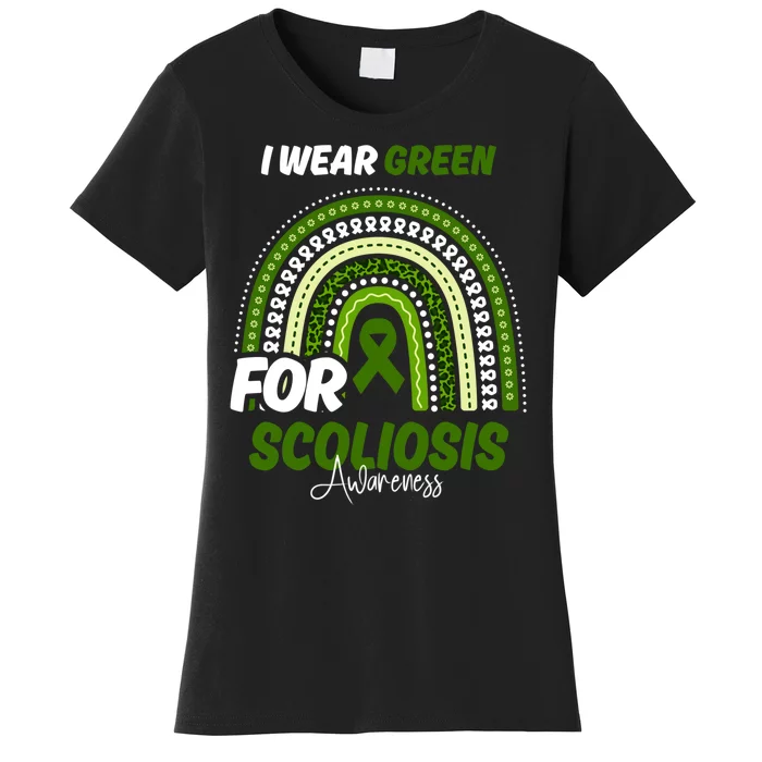 Scoliosis Awareness Month Green Ribbon Rainbow Women's T-Shirt