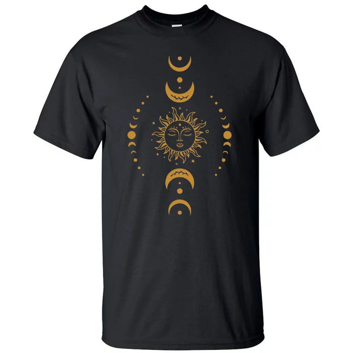 Sun And Moon Celestial Crescent Moon Phases Tall T-Shirt