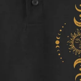 Sun And Moon Celestial Crescent Moon Phases Dry Zone Grid Performance Polo