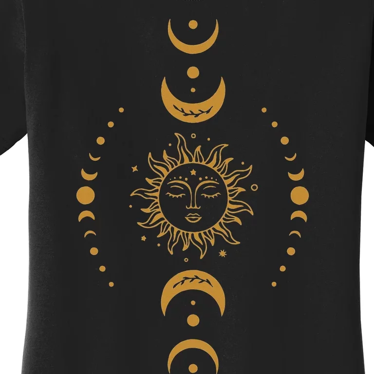 Sun And Moon Celestial Crescent Moon Phases Women's T-Shirt