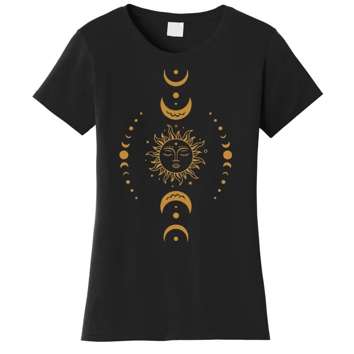 Sun And Moon Celestial Crescent Moon Phases Women's T-Shirt