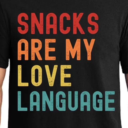 Snacks Are My Love Language Retro Groovy Funny Saying Food Pajama Set